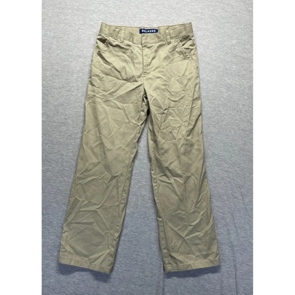 French Toast Chino Pants Boys 14 Husky Tan Beige Cotton Relaxed Fit Straight Leg